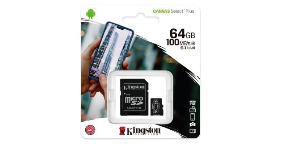 MICRO SDHC KINGSTONE 64GB CANVAS SELECT PLUS CON ADAPTADOR